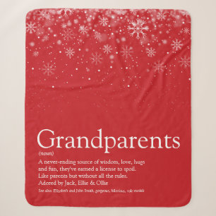 Winter Holiday Snowflakes Grandparents Quote Sherpa Blanket