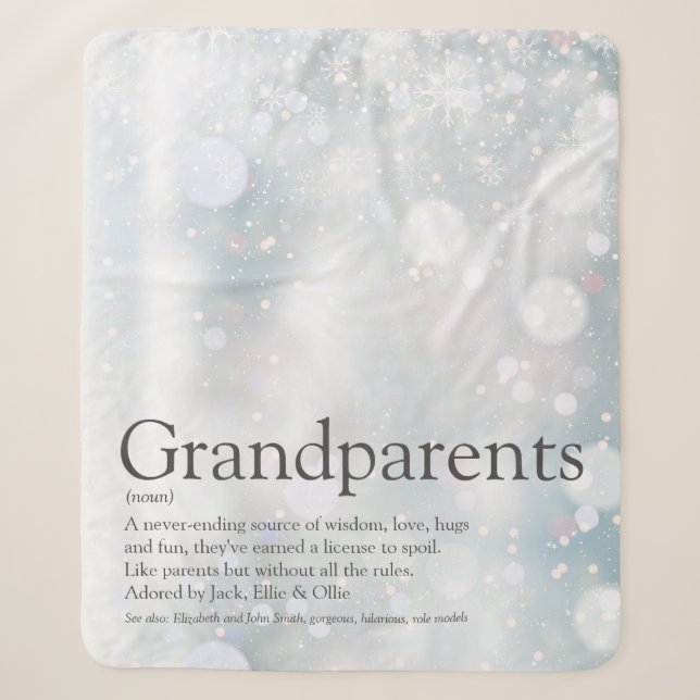 Winter Holiday Snowflakes Grandparents Quote Sherpa Blanket (Front)