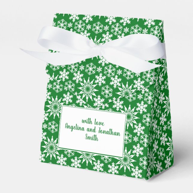Winter Holiday Snowflakes Personalizable Favor Box (Front Side)