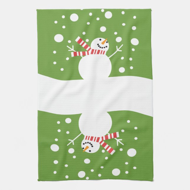Winter Holiday Snowman Kitchen Towel (Vertical)