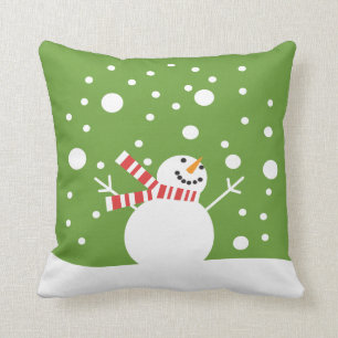 Winter Holiday Snowman Throw Pillow