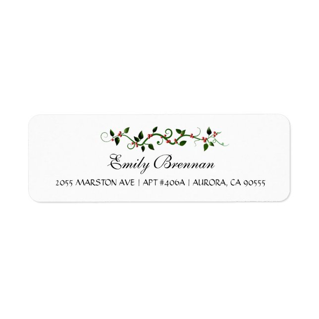 Winter Holiday Wedding Holly Berry Return Address (Front)