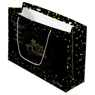 Winter Holiday Wishes XMAS Personalized Luxury Large Gift Bag