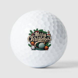 Winter holiday with greeting "Merry Christmas" Golf Balls