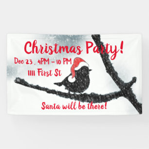 Winter Holidays Bird  Snowy Branch Banner