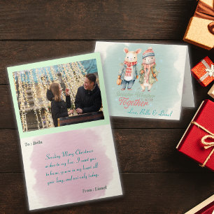 Winter Holidays Christmas Couple Custom Name Photo Holiday Card