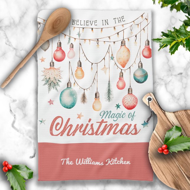 Winter Holidays Christmas Custom Name Kitchen Towel (Creator Uploaded)