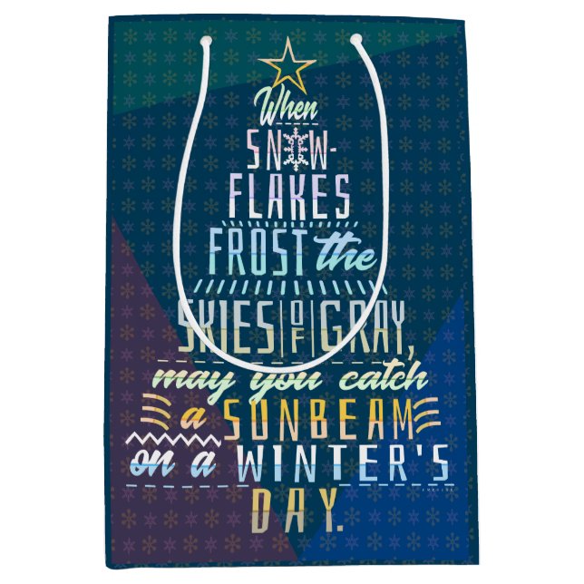 Winter Holidays Christmas Tree Snowflakes Poem Medium Gift Bag (Front)