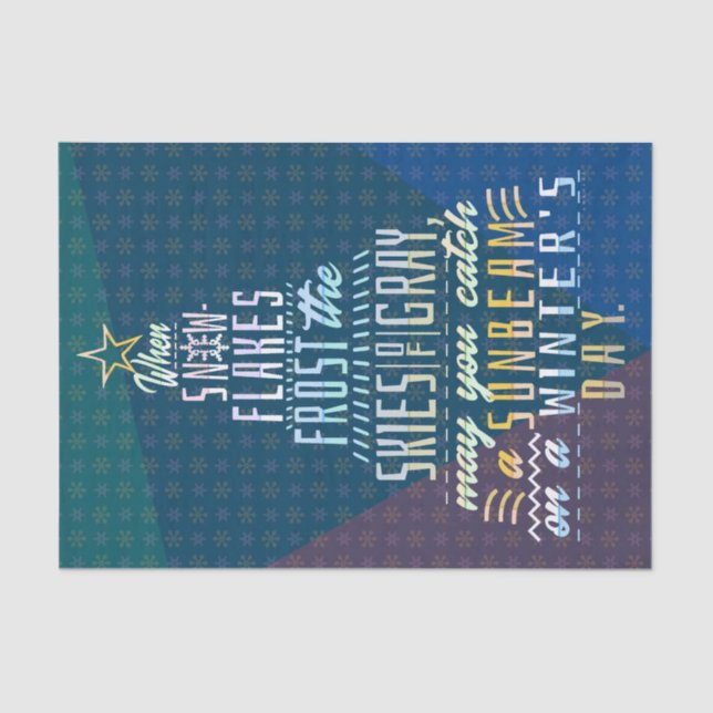 Winter Holidays Christmas Tree Snowflakes Poem Tissue Paper (Front)