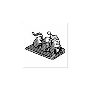 winter holidays cute penguins - Christmas Rubber Stamp