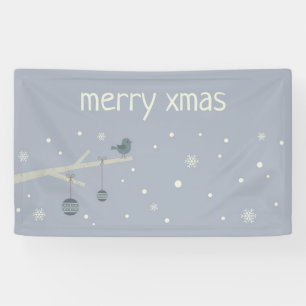 Winter holidays forest tree sparrow birds cartoon  banner