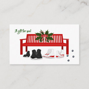 Winter Holidays Ice Skating Gift Present  Enclosur Enclosure Card