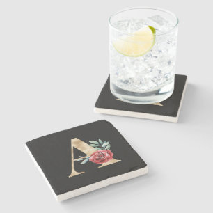 Winter holidays initials coaster letter A