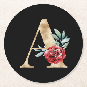 Winter holidays initials coaster letter A
