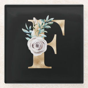 Winter holidays initials letter F Glass Coaster