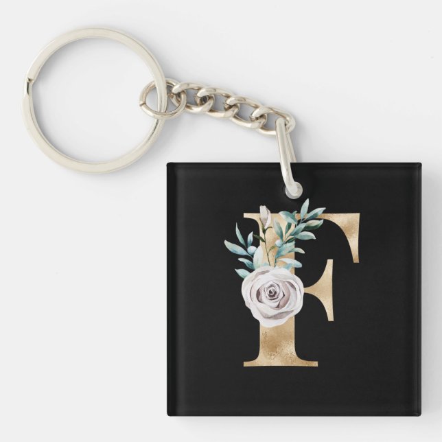 Winter holidays initials  letter F Keychain (Front)