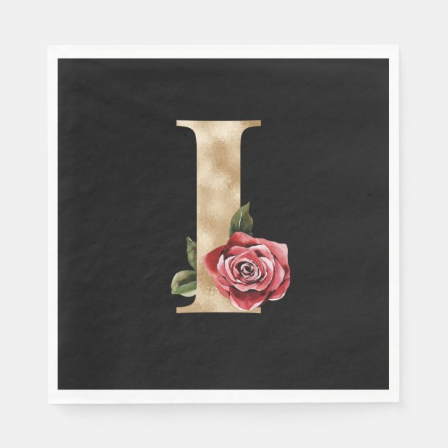 Winter holidays initials  letter I Napkin (Front)