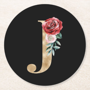 Winter holidays initials letter J Round Paper Coaster