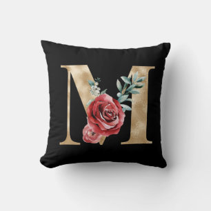 Winter holidays initials  letter M Throw Pillow