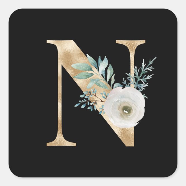 Winter holidays initials  letter N Square Sticker (Front)