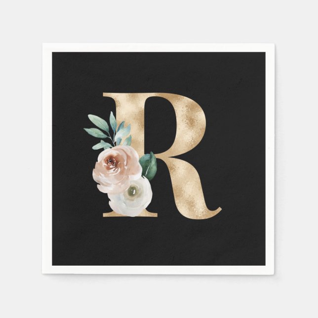 Winter holidays initials  letter R Napkin (Front)