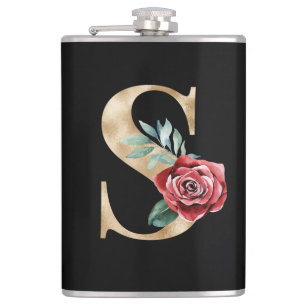 Winter holidays initials  letter S Hip Flask