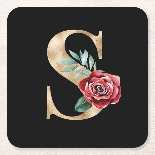 Winter holidays initials  letter S Square Paper Coaster (Front)