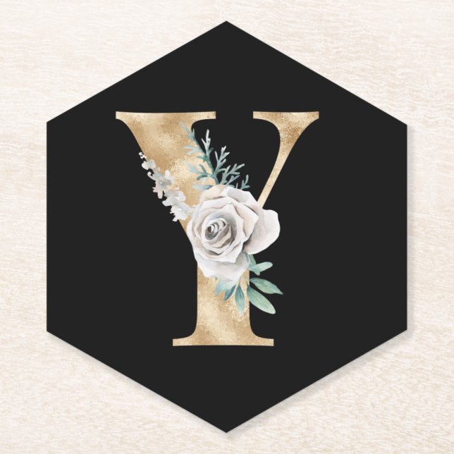 Winter holidays initials  letter Y Paper Coaster (Front)