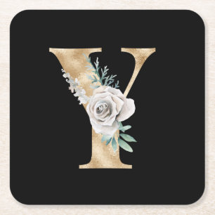Winter holidays initials letter Y Square Paper Coaster