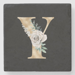 Winter holidays initials letter Y Stone Coaster