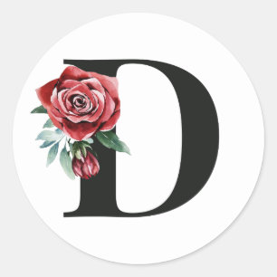 Winter holidays initials sticker letter D