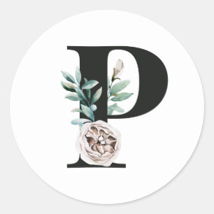 Winter holidays initials sticker letter P