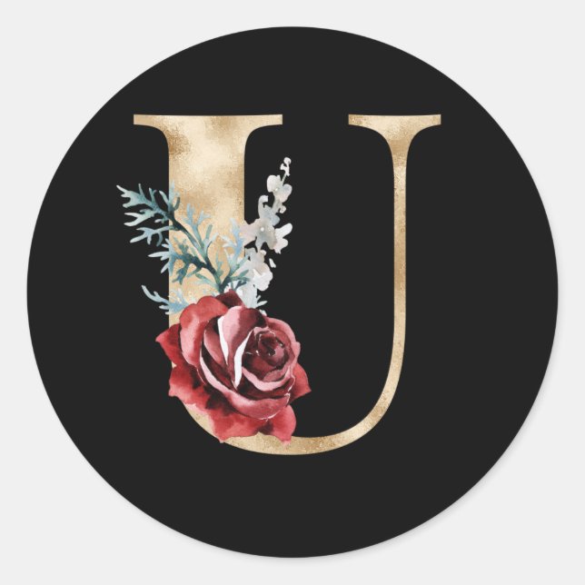 Winter holidays initials sticker letter U (Front)