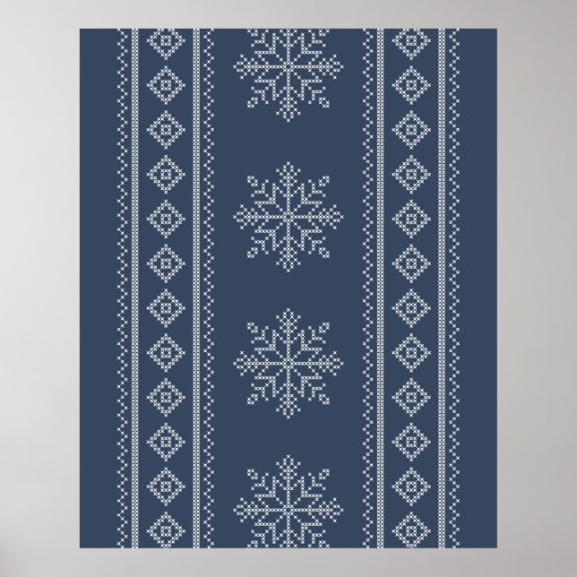 Winter holidays knitwear snowflake design poster (Front)