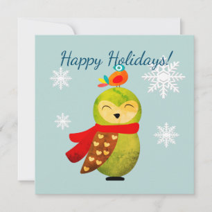 Winter Holidays Owl Christmas Greeting Card