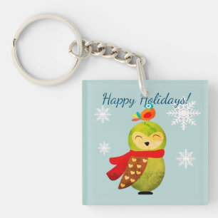 Winter Holidays Owl Keychain