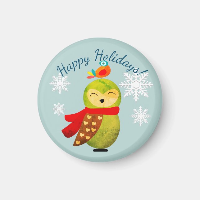 Winter Holidays Owl Magnet (Front)