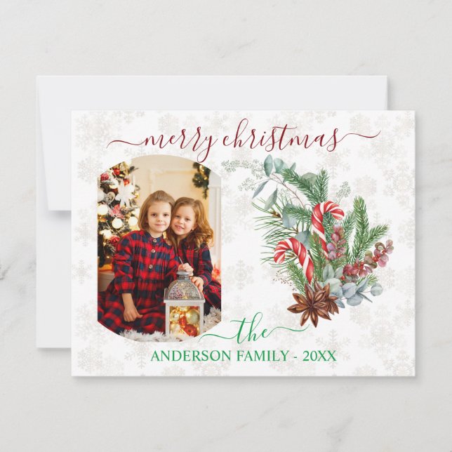 Winter Holidays Photo Family Merry Christmas Card (Front)