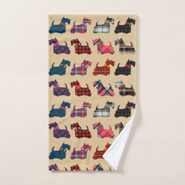 Winter Holidays Plaid Scottish Terriers Kitchen Hand Towel (Hand Towel)