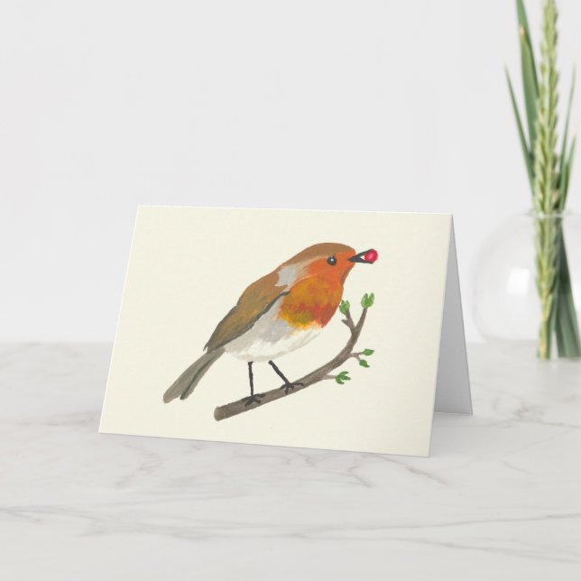 Winter holidays - Robin Redbreast Card (Front)