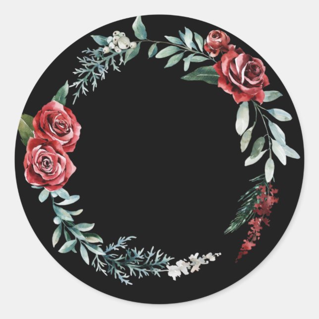 Winter holidays roses wreath sticker (Front)
