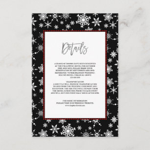Winter Holidays Snowflakes Red Buffalo Wedding Enclosure Card