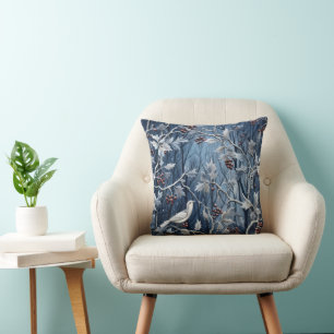 Winter Holly Bird Throw Pillow