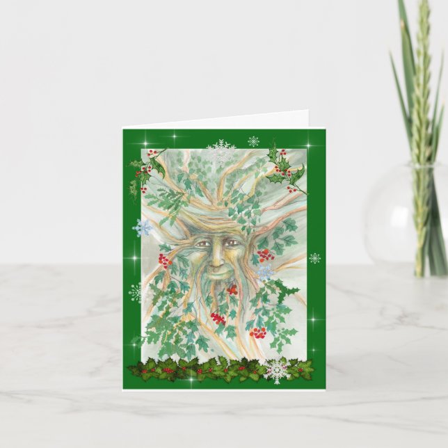 Winter Holly King Yule Card (Front)