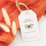 Winter Holly & Pine Christmas Greeting Family Name Gift Tags<br><div class="desc">A personalized Christmas gift tag with a custom greeting and your family name. The front of these tags features "Merry Christmas" or the greeting of your choice in classic serif typography. Below, there is a hand-painted arrangement of winter foliage and red berries. Underneath, your family name appears, with space for...</div>