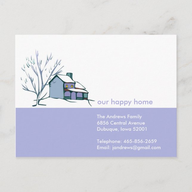 Winter Home Moving Announcement Postcard (Front)