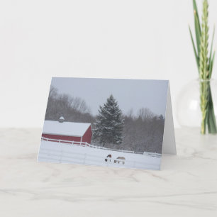 Winter Horse Farm Holiday Greeting Card
