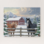 Winter Horse Farm Jigsaw Puzzle<br><div class="desc">Winter Horse Farm
Art/illustration
colorful
customizable</div>