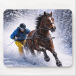 Winter Horse Mouse Pads<br><div class="desc">Dynamic winter horse skijoring design capturing  the beauty,  strength and motion of this exciting sport. Perfect for horse lovers,  equestrian enthusiasts and fans of powerful horse imagery.</div>