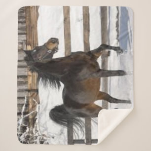 Winter Horse  Sherpa Blanket
